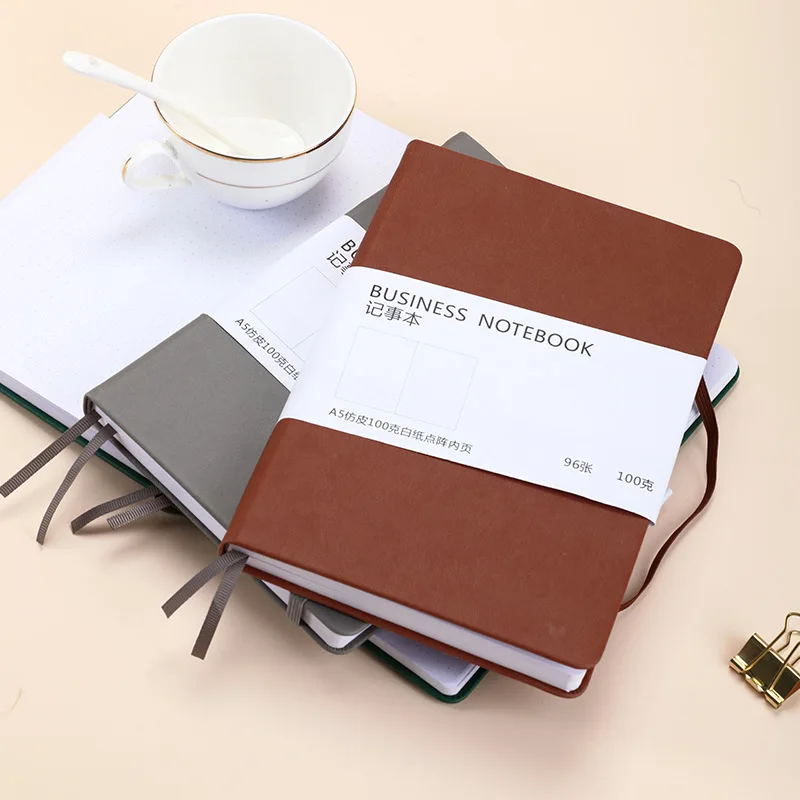 A5 Notebook 192 Pages Classic Journal Dotted Paper Hard Cover Business Creative Elastic Band Notepad Diary Student Stationery