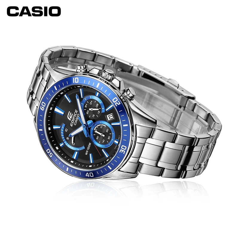 Casio EFR-552D Business Men\'s Elite Watch Steel Belt Silver Waterproof Quartz Watch Gift Multi-dial Stopwatch Calendar Unique