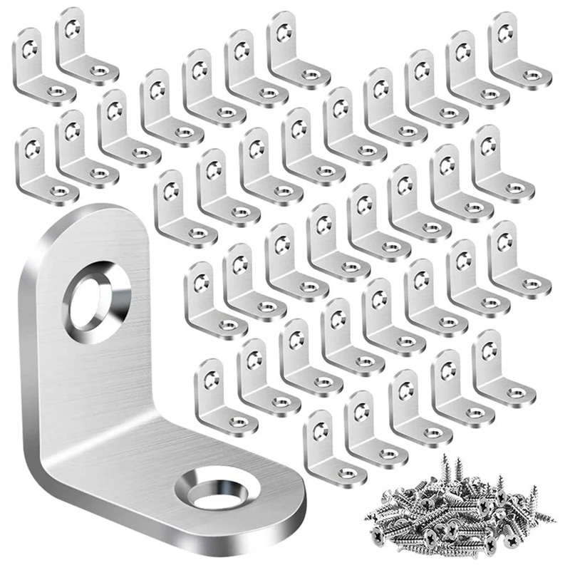 120PCS L Bracket Corner With 240PCS Screws, Corner Bracket, Angle Bracket Fastener For Wood Furniture Bedframe Cabinet