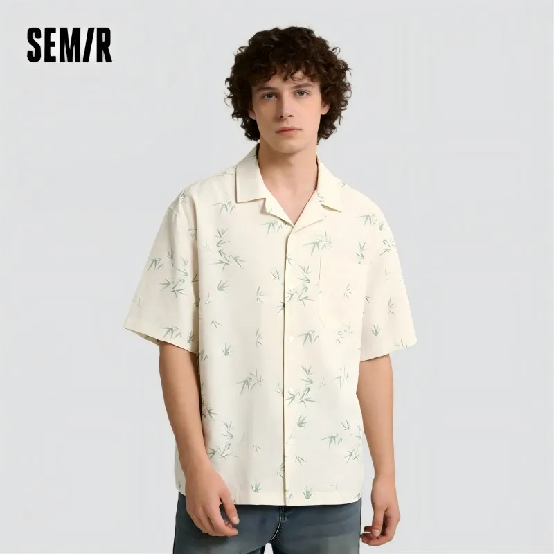 

Semir Short Sleeve Shirt Men Bamboo Leaf Full Print Cotton Shirt 2025 New Summer Casual Top for Relaxed and Stylish Looks