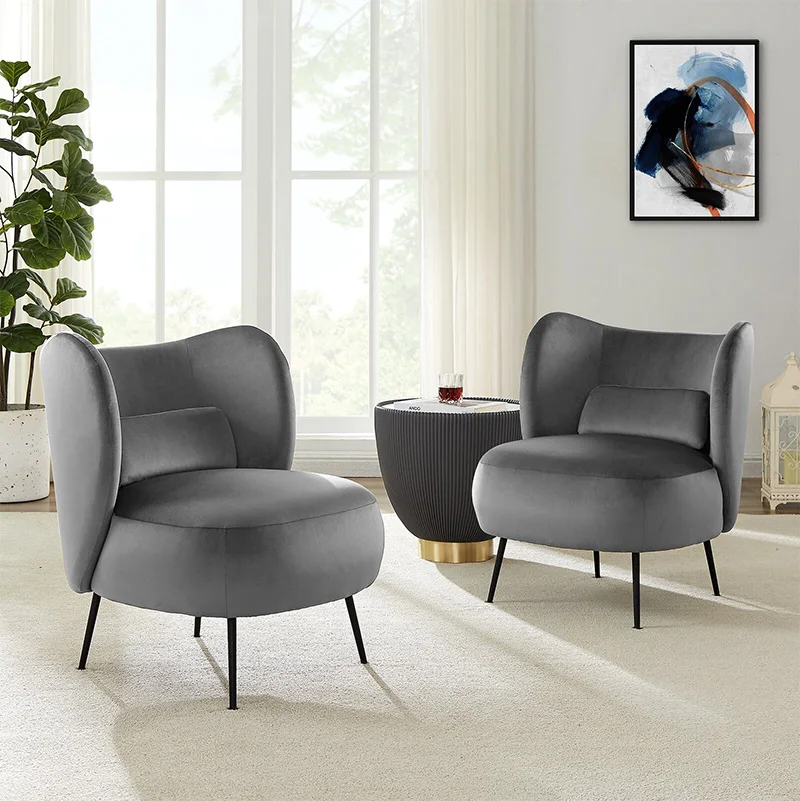 Joylove Nordic Fabric Living Room Small Apartment Beauty Salon Hotel Lamb Velvet Technology Cloth Simple Single Sofa Chair