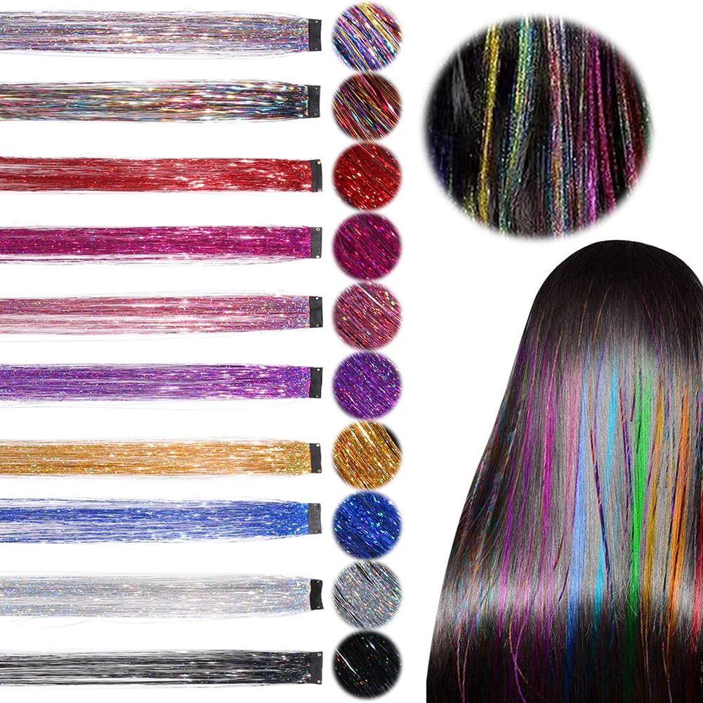 

Clip in Hair Tinsel Sparkle Shiny Hair Glitter Tinsel Shiny Fairy Hair Tinsel for Women Girls Hair Accessories for Cosplay Party