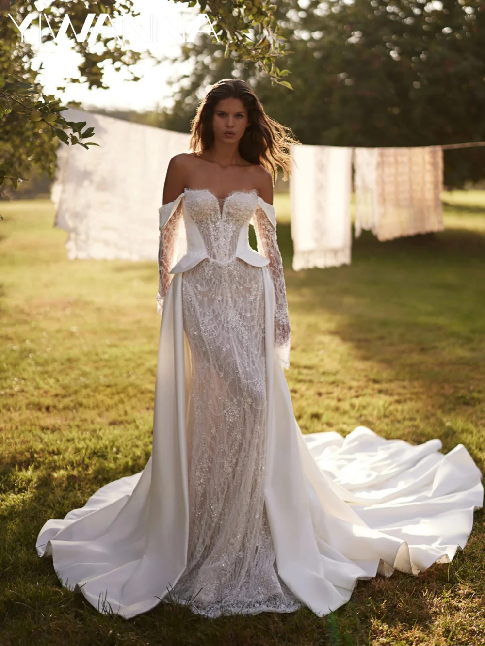 

Structured Corset Beaded Lace Wedding Dress Detachable Sleeve Mermaid Long Bridal Gown 2026 Customized Luxury Dresses For Bride