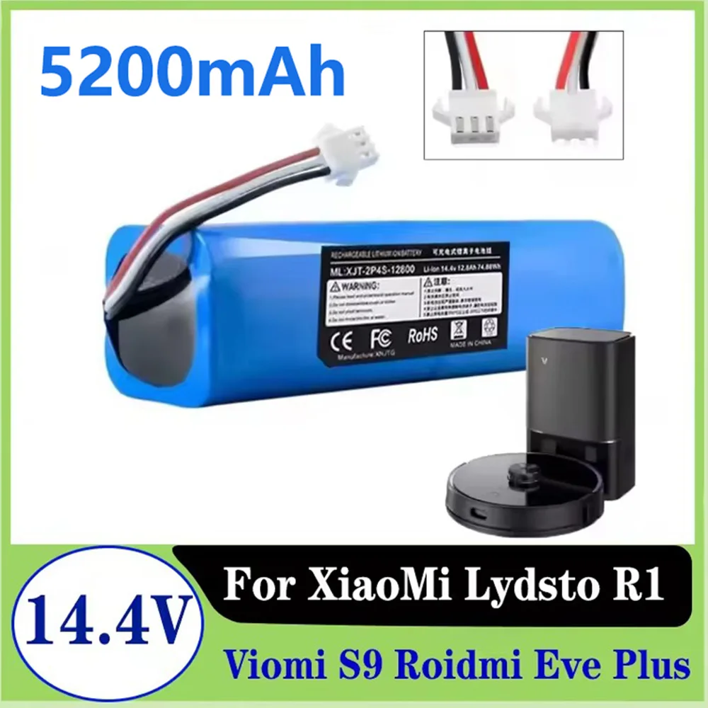 14,4V 5200mAh Roboter-Akku für Xiaomi Wiederaufladbarer Lydsto R1 Viomi S9 Roidmi Eve Plus Neabot X1 M8 Pro Staubsauger-Akku Schneller Versand
