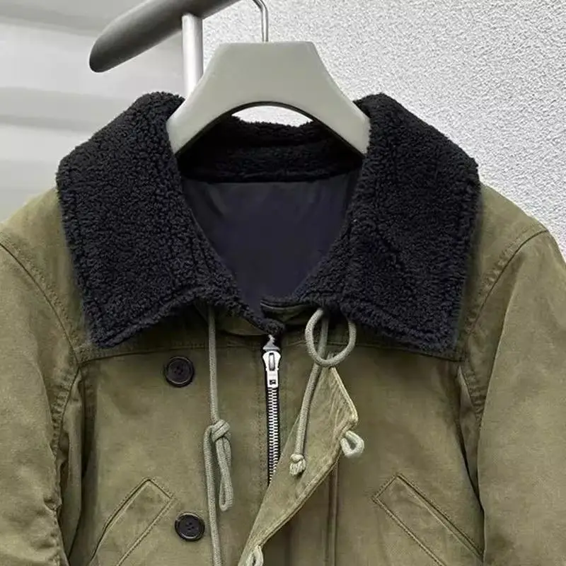 Fashionable Design Sense Contrasting Colors Fur Collar Lapel Jacket Long-sleeved Jacket Women's 2026 Autumn New Top