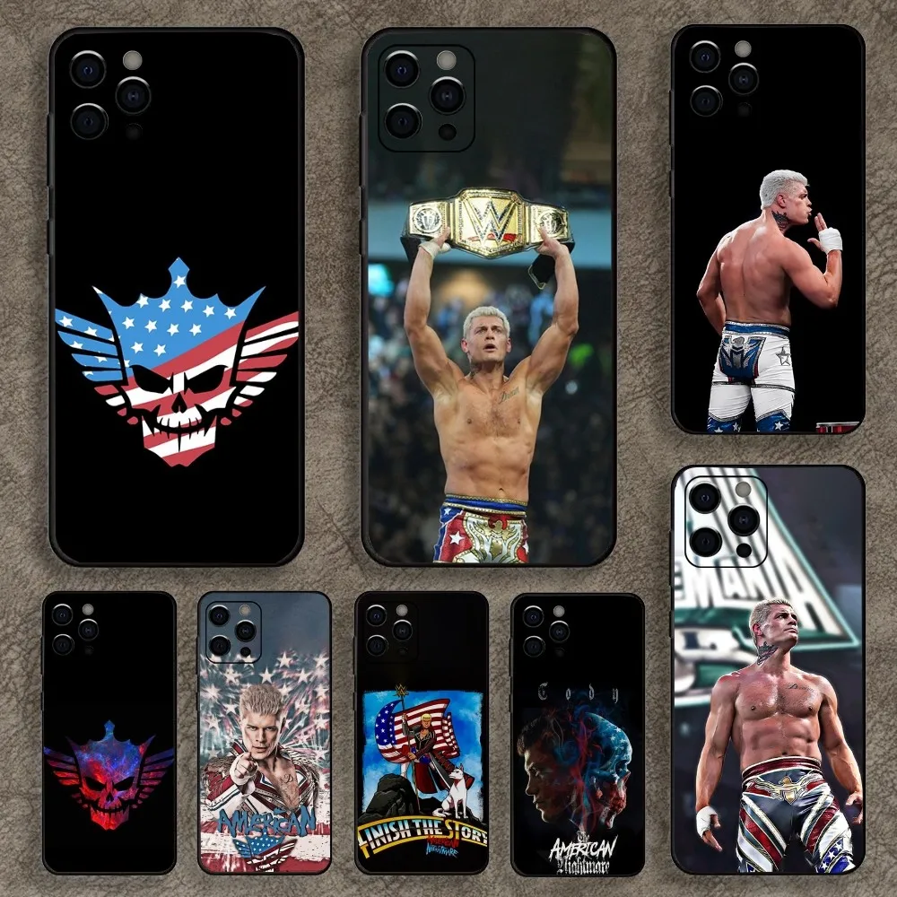 C-Cody Rhodes Phone Case For Apple iPhone 15,14,13,12,11,Pro,X,XS,Max,XR,Plus,Mini Soft Black Cover