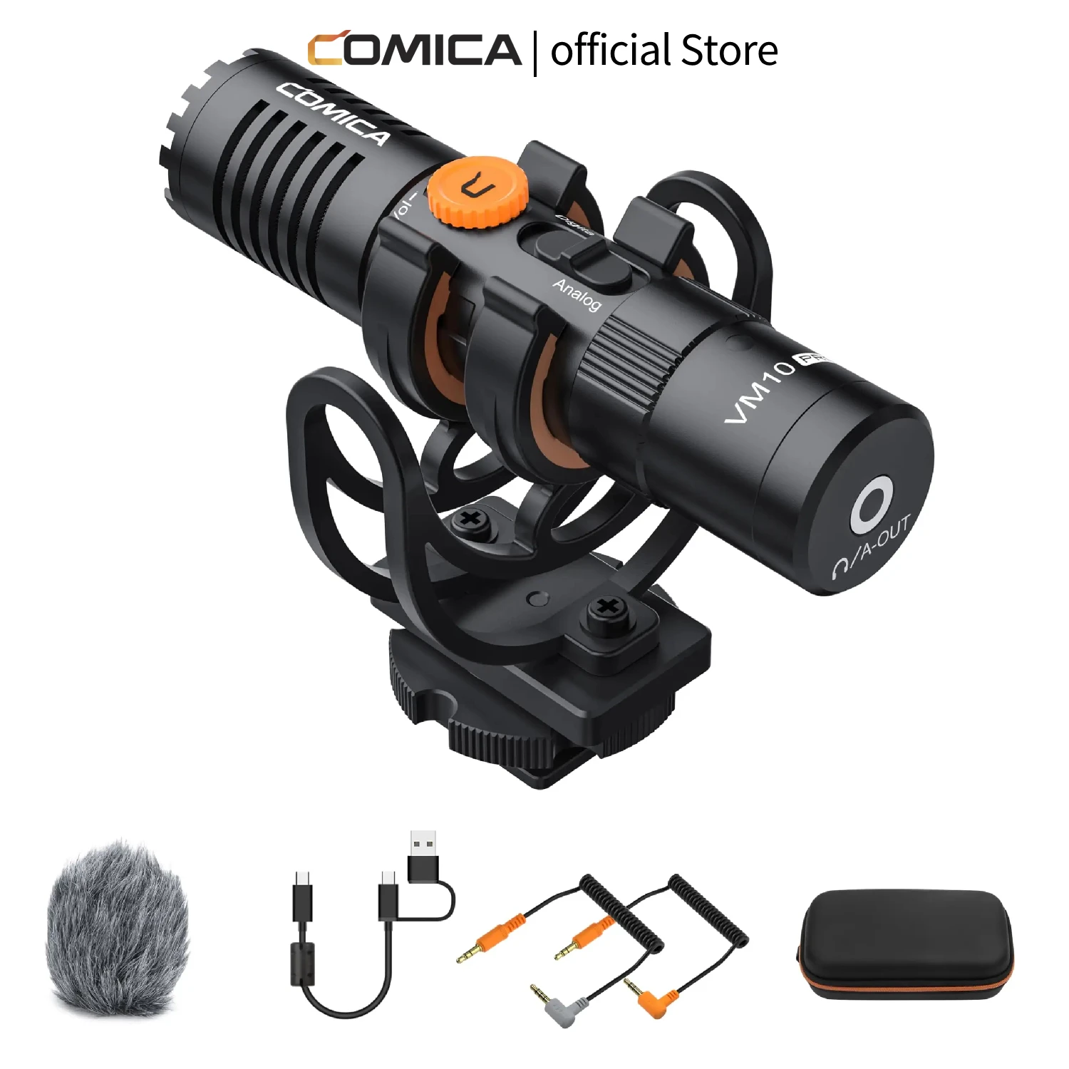 

Comica VM10 PRO Camera Microphone Dual-Mode USB Shotgun Microphone with Gain Control Monitor Interview Microphone