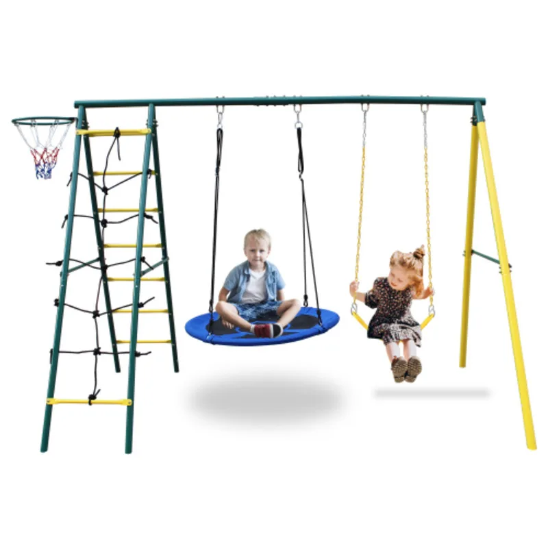 Sets For Backyard Swing Set For Kids Outdoor Backyard Playground Swing Set With Ladder And Basketball Hoop Amusement Equipment