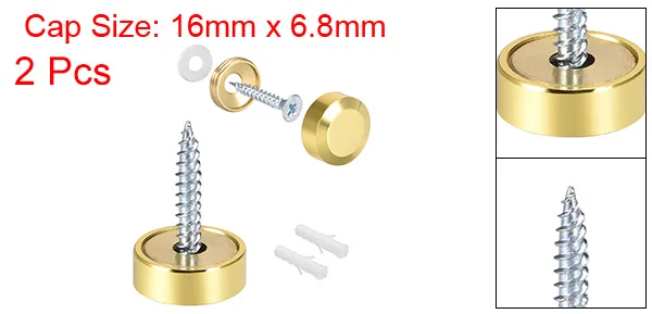 Uxcell 2/4/8 Stück 10/12/14/18/22/25mm Spiegelschrauben Dekorative Kappenabdeckung Nägel Poliertes Gold Silber – Detail 23