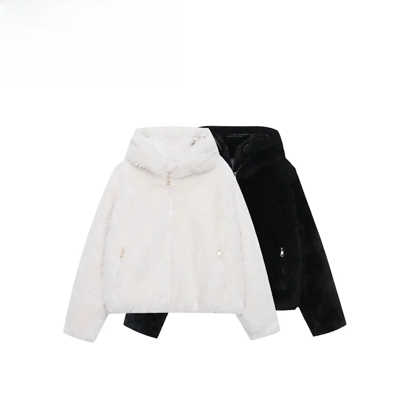 

Faionable Fluffy Outerwear ZR Autumn New Arrival Women's Versatile Sle Polyester Fiber ort Coat for Ladies