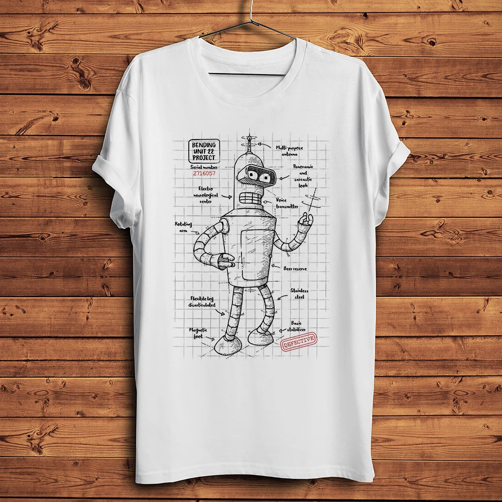 robot plan Instruction funny anime tshirt homme o-neck short sleeve t shirt men unisex streetwear geek tee no-sticker