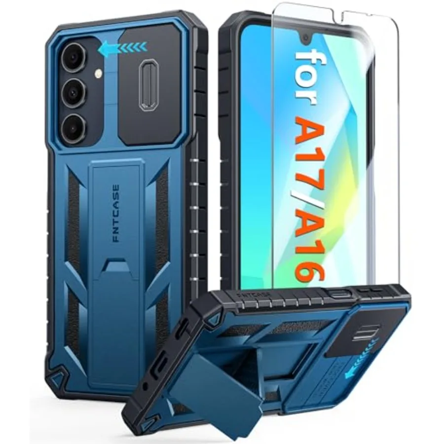 for Galaxy A17/A16-5G Case: Samsung A17 5G Military-Grade Dropproof Phone Cover with Kickstand and Slide Camera Cover Protectiv