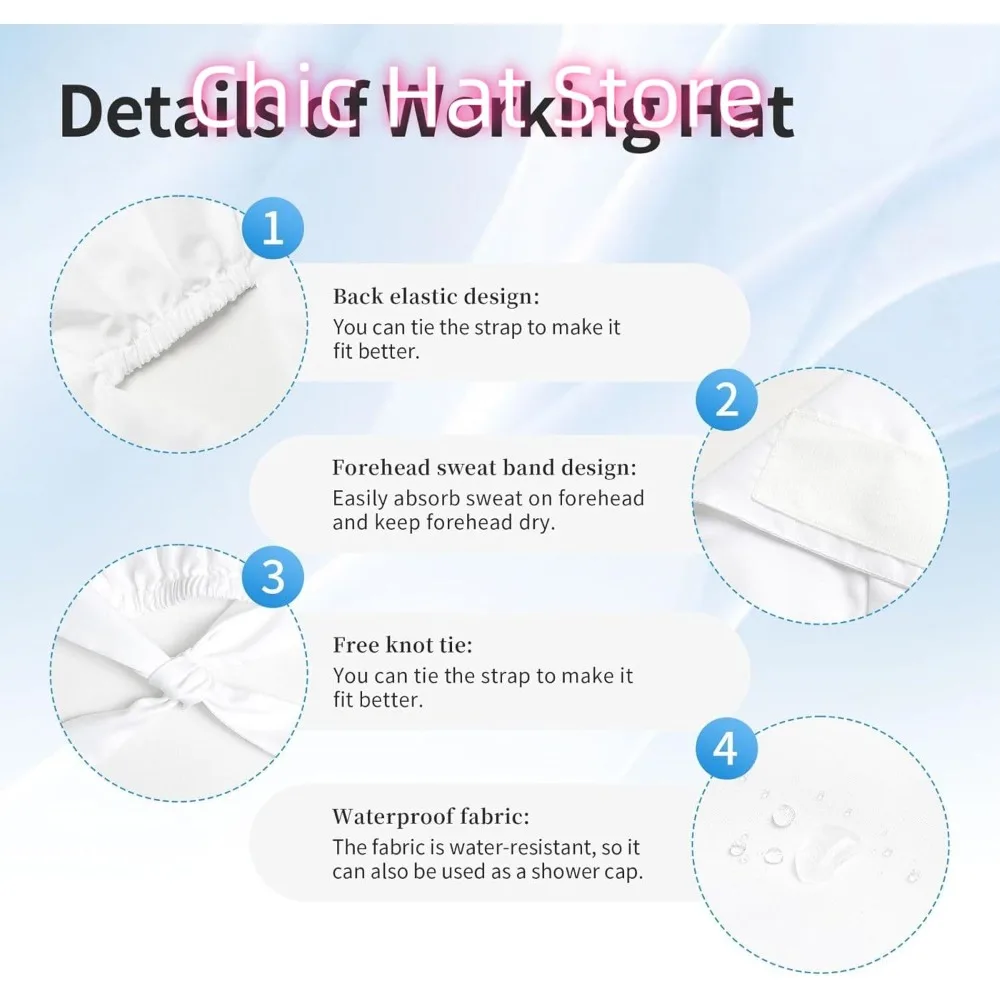 قبعة عمل للتنظيف بطبعات مشهد جزر المالديف للنساء والرجال، قابلة للتعديل، قابلة للتنفس باللون الأسود #5