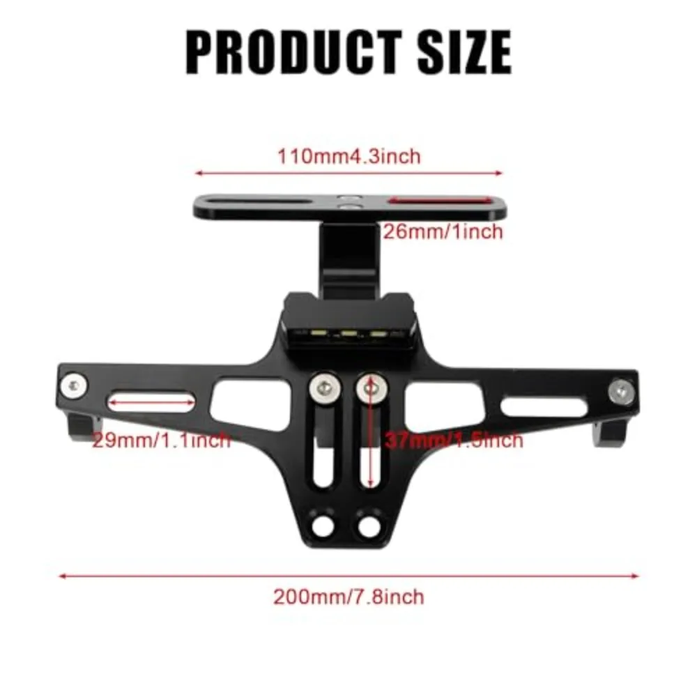 Motorcycle Universal License Plate Holder Number Plate Bracket with LED Light For YAMAHA TMAX 530 MT01 MT07 MT09 FZS1000 FZS600