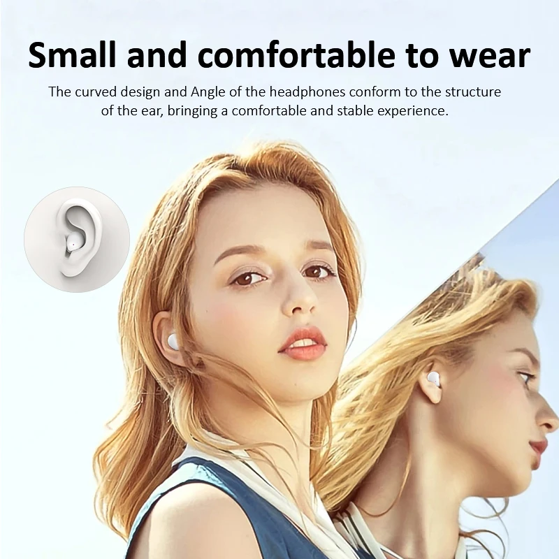 HiFi Music Earphone Wireless Headset Bluetooth 5.3 Headphones With Mic Mini In-Ear Earbuds Smart Touch Noise Reduction Earplug