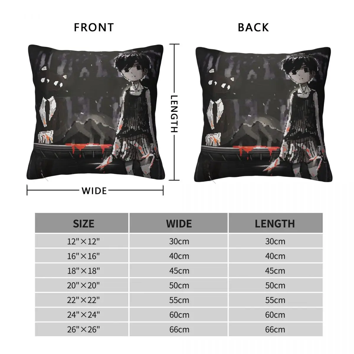 Cartoon Game Omori Anime Square Pillowcase Cushion Cover Pillow Case Throw Pillow Cover for Home Bedroom Car