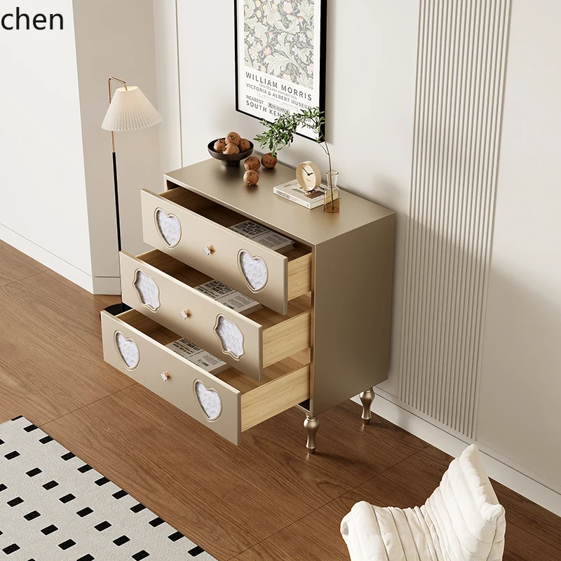 YFY  light luxury shell solid wood porch cabinet champagne home decoration cabinet living room dining side cabinet