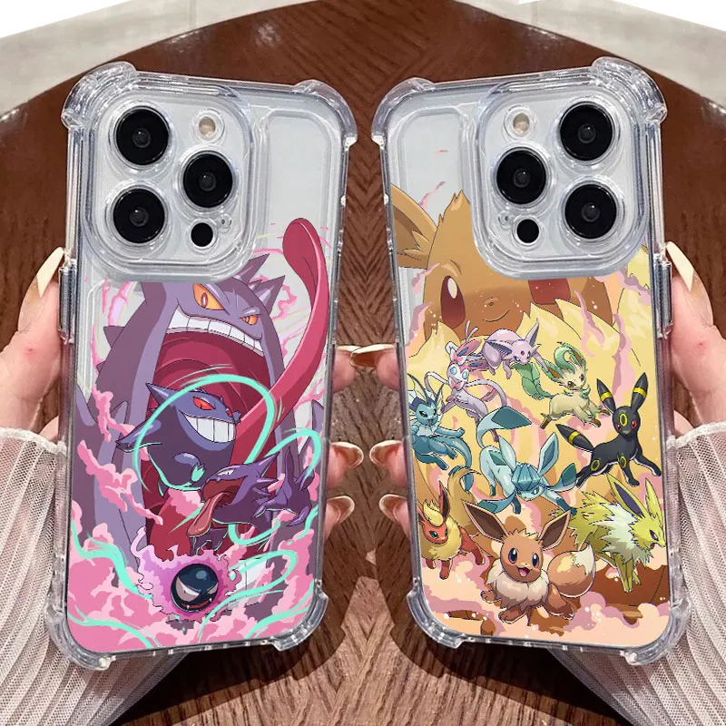 Anime P-Pokemons G-Gengar Cartoon Phone Case Clear For iPhone 18 17 16 14 15 11 12 13 Pro Max 8 Plus 16E 17 Air 18Pro X XR Cover