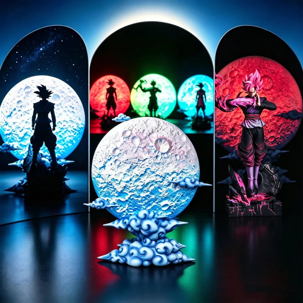 Jt Statue Dragon Ball Moon Figure ABS LED Light Base 39cm/15.35inch Multi Color Changing Lamp Collection Model Toys Gifts