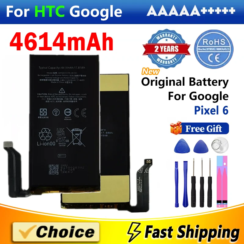 1Pc 4614mAh Original Battery For HTC Google Pixel 6 Pixel6,GMSB3 Brand New Replacement Phone Lithium Battery+Tools