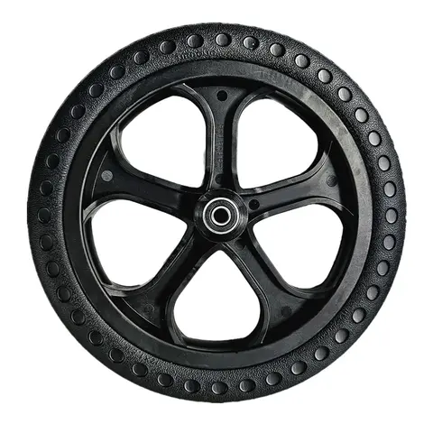 12Inch 12x1.50 Solid Rubber Trolley Wheel 6000 Bearing Wheelset Puncture-Proof Abrasion-Resistant Anti-Slip Tread 75kg