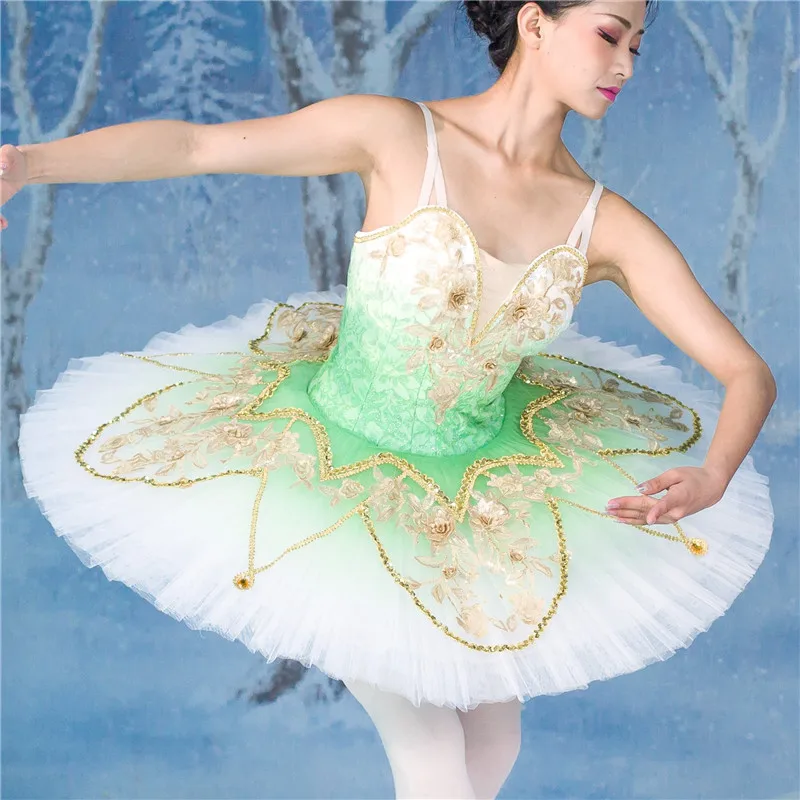 Haute Couture Professional High Quality Custom Size Custom Color Girls Adult Women Ombre Color Classical Light Green Ballet Tutu