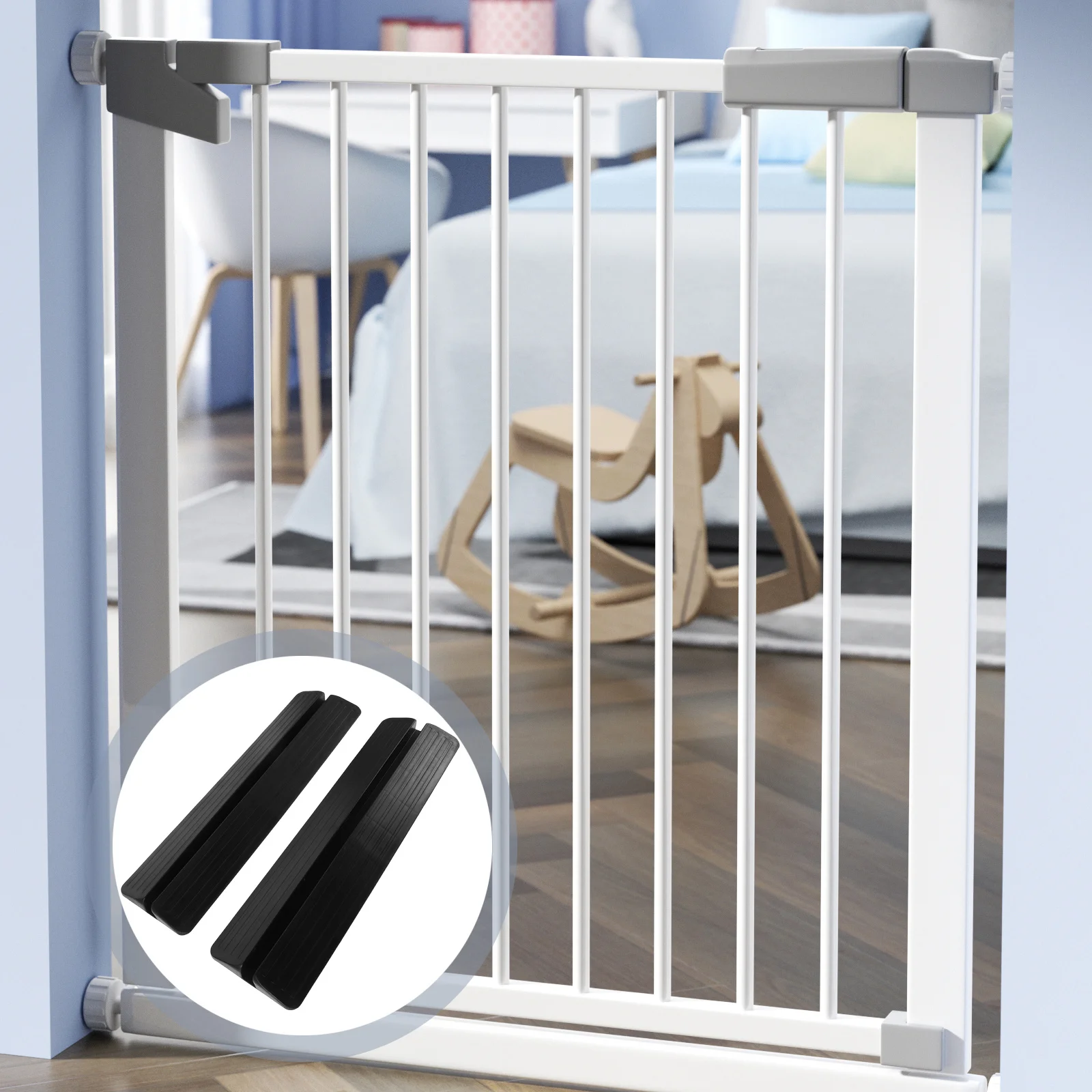 

2Pcs Baby Gate Kick Plate Pedal Accessories Black Support Feet for Stairs Hallway Doorways Threshold Ramp Baby Safety Gate