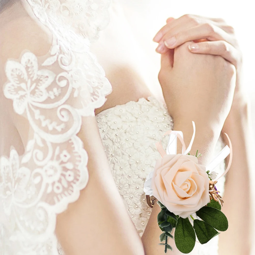 

4 Pcs Wrist Flower Decoration Corsage Wristlet Wedding Bridal Wristband Prom for Decorative Bracelet Silk Cloth Bridesmaid