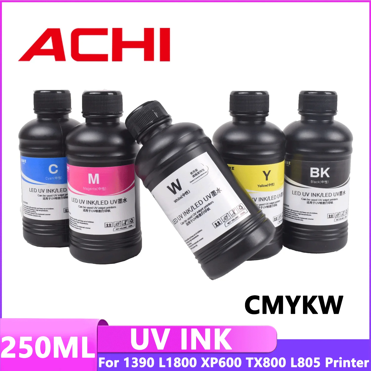 

250ML UV Neutral Ink LED UV Soft Ink for R1390 L800 L1800 XP600 TX800 L805 Print head for UV Flatbed Printer Photo Printer