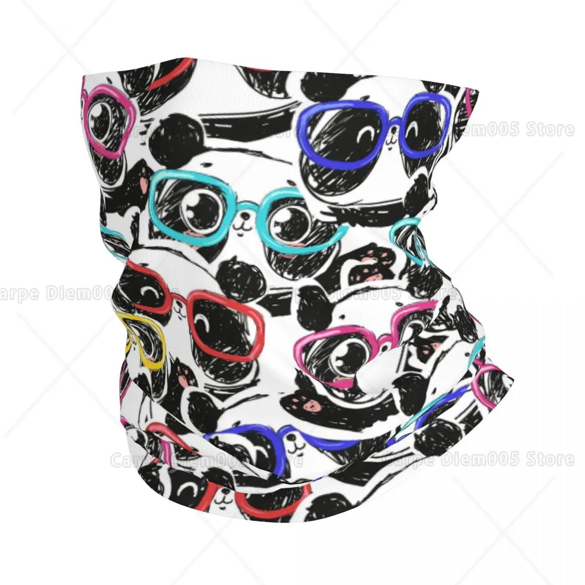 

Стильная ретро-бандана-накидка на шею с принтом очков и панд, легкая дышащая маска для лица для рыбалки