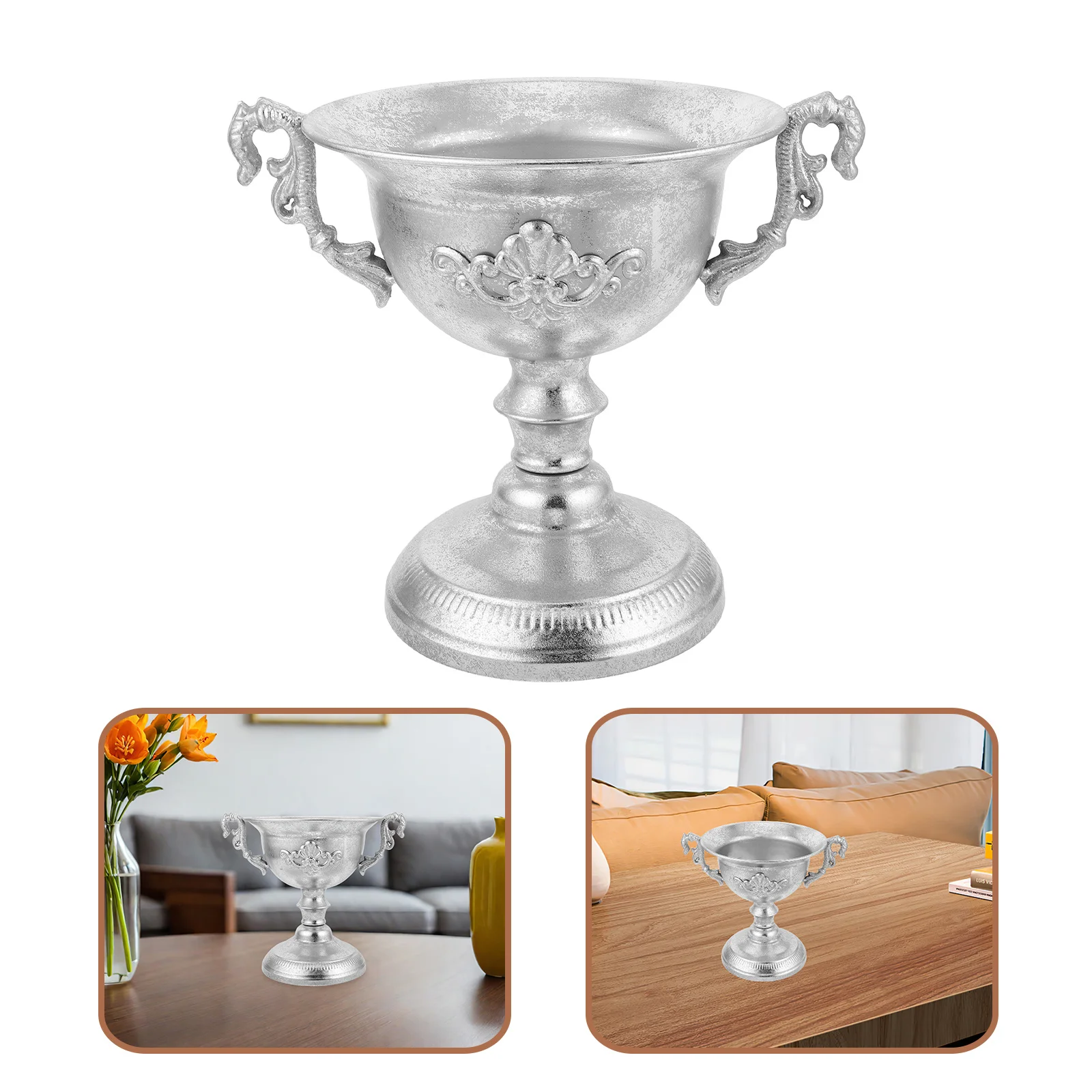 مزهرية معدنية أوروبية عتيقة 10.22X9.04X6.09 "الزعثرة الحديد الفن اناء للزهور لطاولة الطعام ديكور محور الزفاف