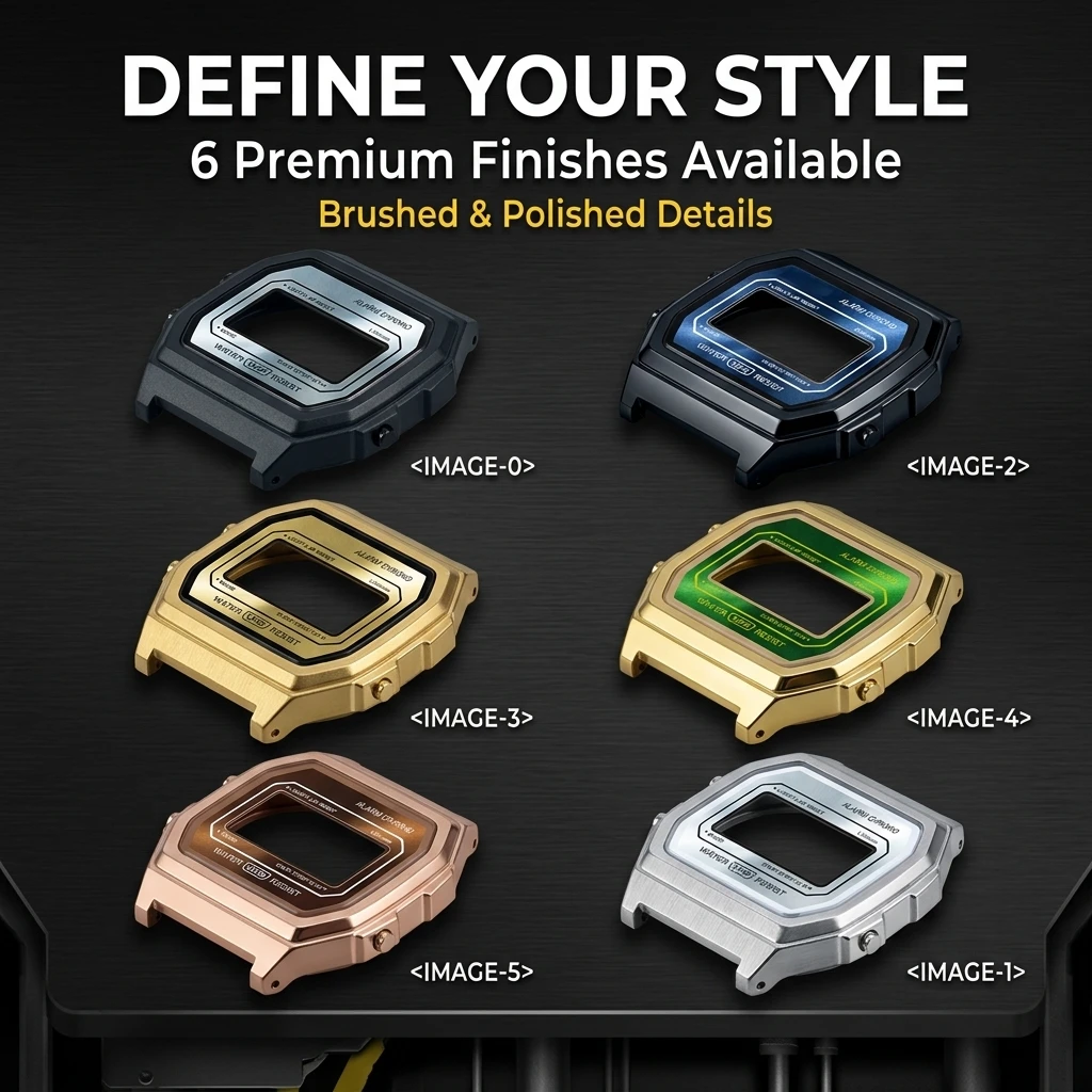 Royale Ultra Mod für CASIO F-91/A158/A159 Uhrengehäuse 316L Edelstahl K1 Mineral Poliert Gebürstetes Mattes Gehäuse Sunray Zifferblatt-Set – Detail 2