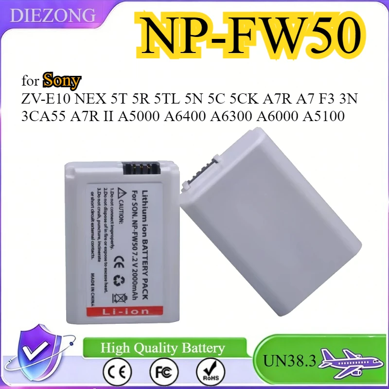 NP-FW50 NPFW50 Battery for Sony ZV-E10 NEX 5T 5R 5TL 5N 5C 5CK A7R A7 F3 3N 3CA55 A7R II A5000 A6400 A6300 A6000 A5100