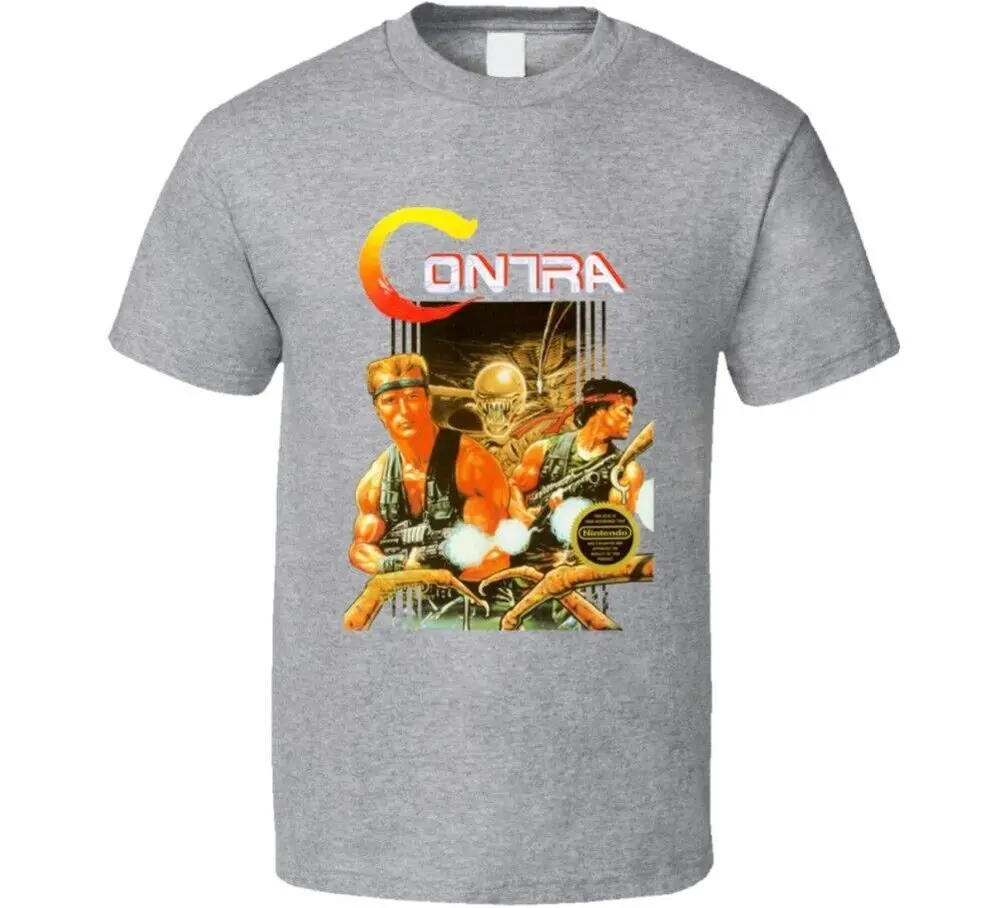 

Contra Retro Nes Box Art Video Game T Shirt High Quality 100%Cotton Short Sleeve