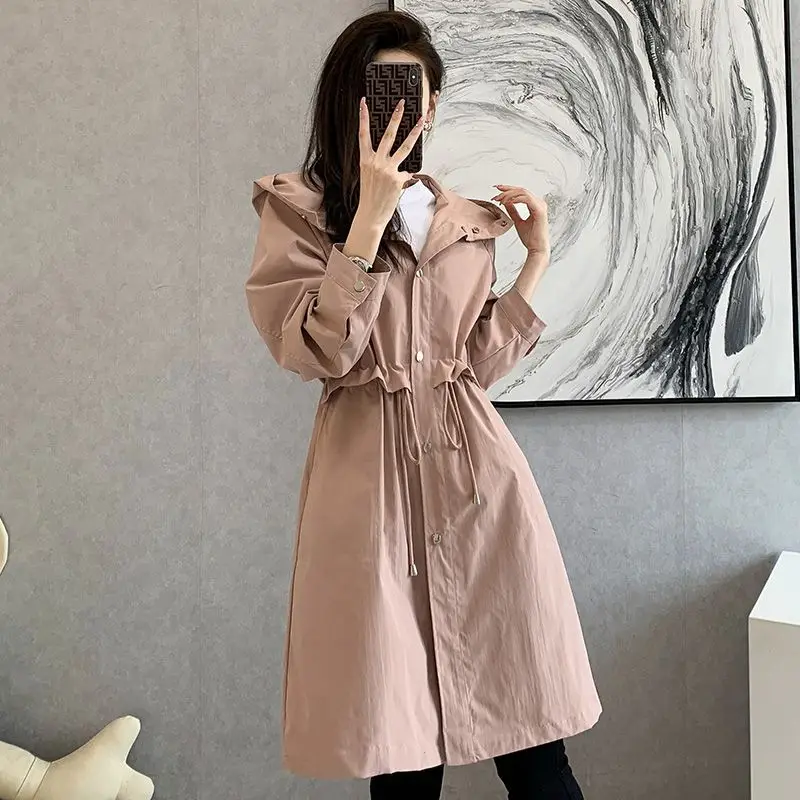 

Верхняя одежда, свободный длинный плащ, женская весенне-осенняя куртка большого размера, популярная ветровка