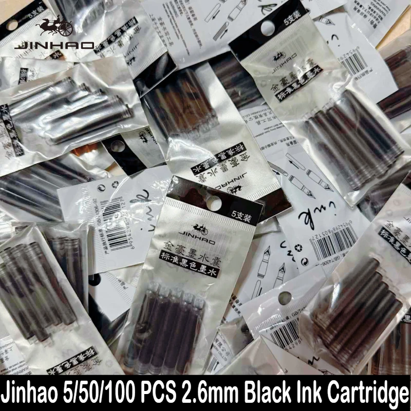 

JINHAO 5/10/100 PCS Black 2.6mm Fountain Pen Ink Cartridge Refill Student Fountain Pen Ink Office School Supplies Stationery