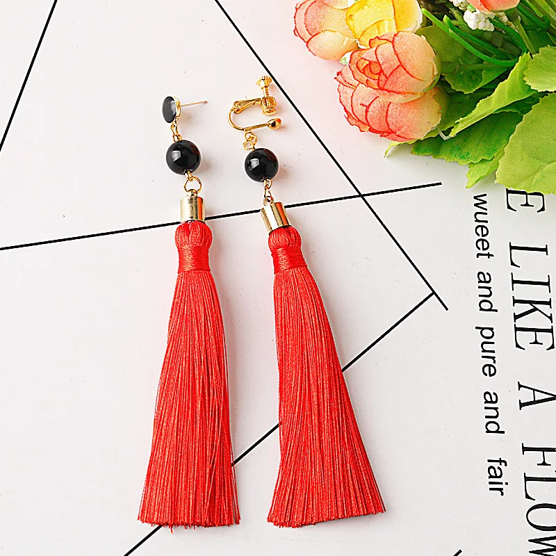 Popular Virtual Anchor Vox Akuma Ear Clip Earrings Exaggerated Stage Performance Tassel Earrings Cosplay Costumes DIY Props