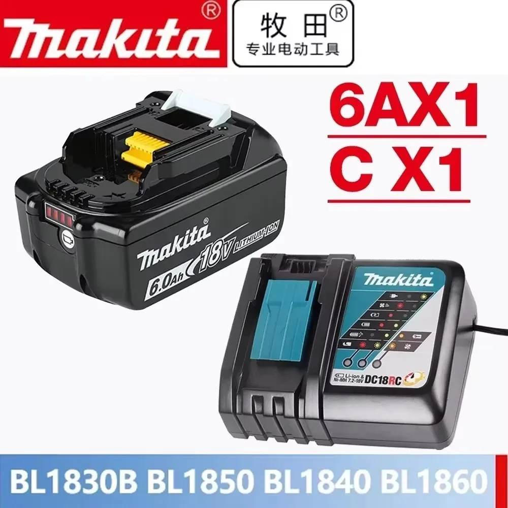 Originele Makita 18v accu met oplader, oplaadbare lithium-ion voor BL1850 BL1880 BL1860B LXT400 elektrische gereedschap Makita 18v accu