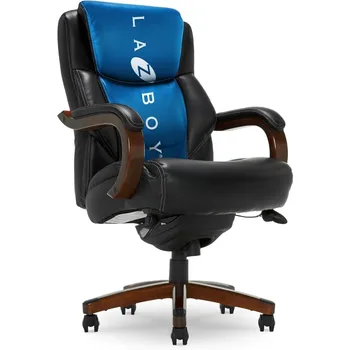 La-Z-Boy Delano Silla de oficina ejecutiva grande y alta, respaldo alto, soporte lumbar ergonómico, cuero regenerado