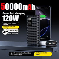 50000mAh 120W High Capacity Power Bank Fast Charge 4wirses Portable Battery Charger Digital Display For iPhone Samsung Huawei