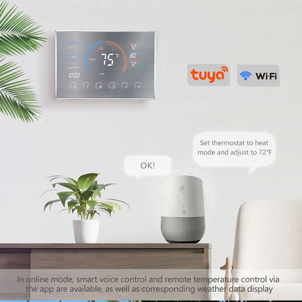 WiFi Smart Thermostat Temperature Controller Programmable Touch Control Mobile APP Voice Control Compatible with Alexa Home