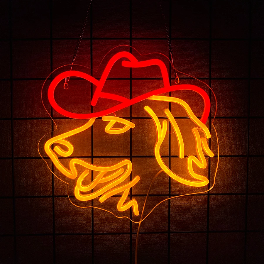 Cowboy Golden Retriever Led Neon Sign, Animal Icon Wall Decor, Bedroom, Bar, Game Room, Boy Room Wall Lamp, Dog Lover Gift.