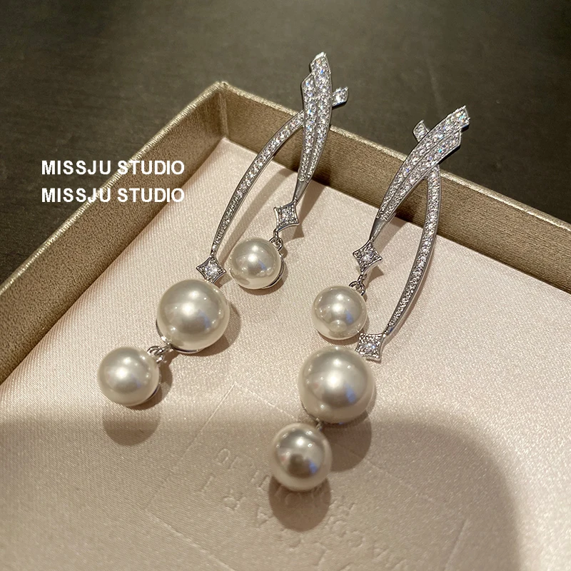 Yessy Vee Women Cross Earrings Pearl Drop Earrings Comet Shooting Star Earrings Elegant Fairy 925 Silver New Arrival