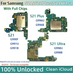 Unlocked S21Plus 5G G996U/B Motherboard For Samsung Galaxy S21 5G G991U/B Logic Board S21 Ultra 5G G998U/B Full Chips Mainboard