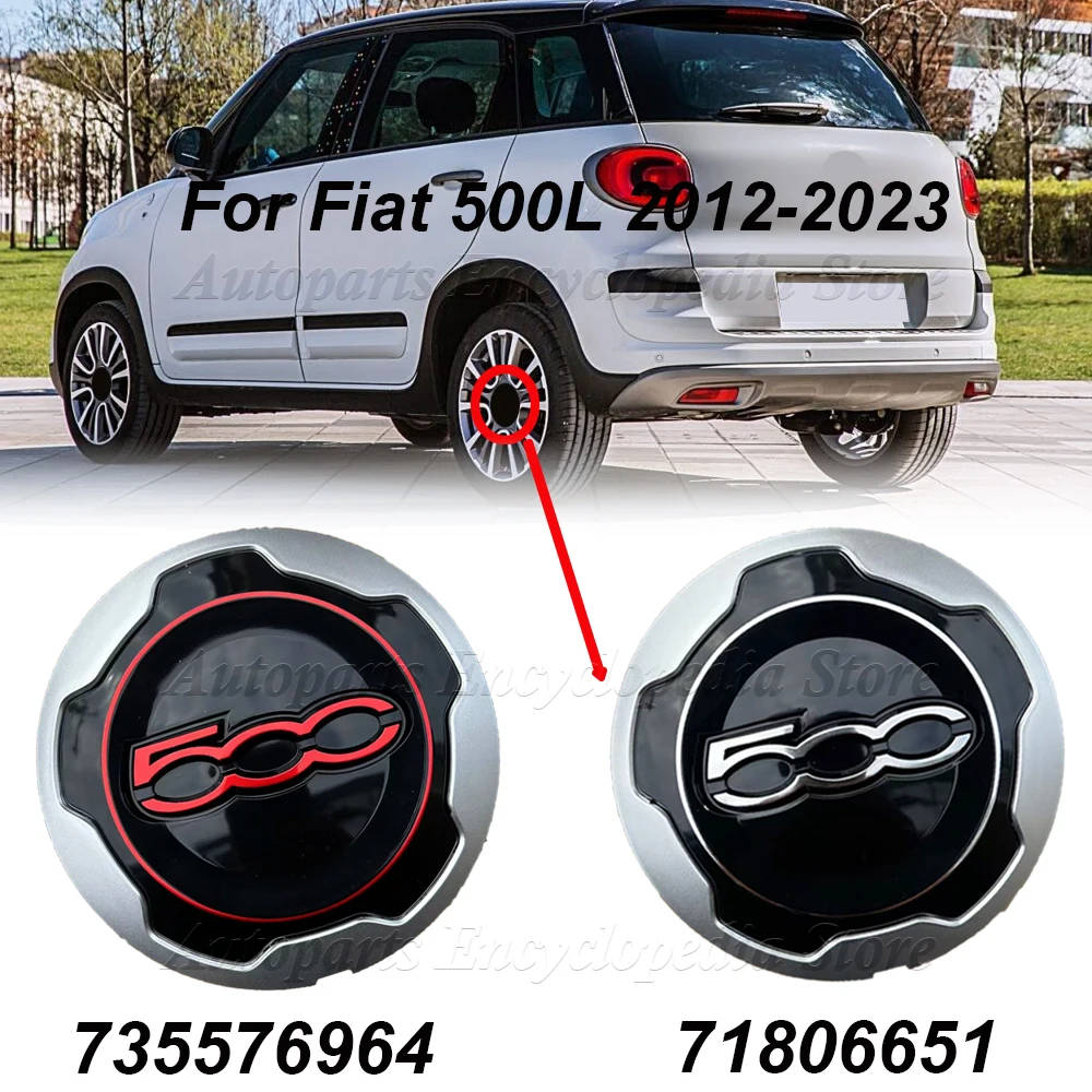 Silver Edge Red Lettering/Silver Lettering New For Fiat 500L 2012-2023 Wheel Center Cover 735576964 71806651 735574469