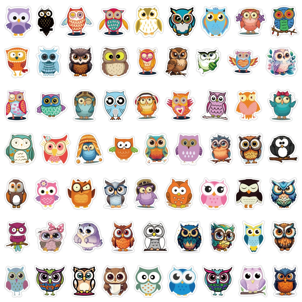 10/30/50pcs Cute Cartoon Owl Graffiti Stickers Waterproof DIY Notebook Skateboard Luggage Stationery Vinyl Kid Sticker Wholesale