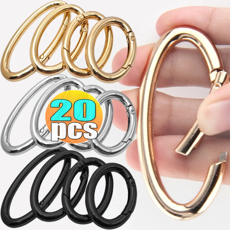 Metal Spring Clasps Ellipse Ring Bag Buckle Connector Openable Keyring Clips Carabiner Snap Hook DIY Luggage Jewelry Accessories