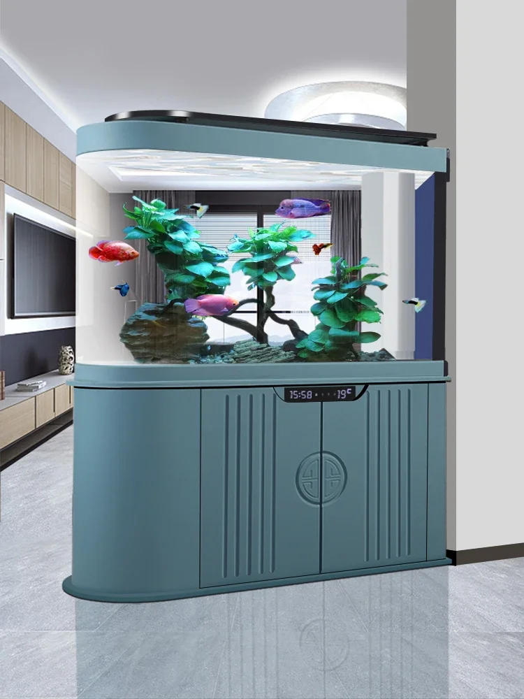 Bullet head bottom filter fish tank living room, household floor to ceiling large entrance screen partition ecology