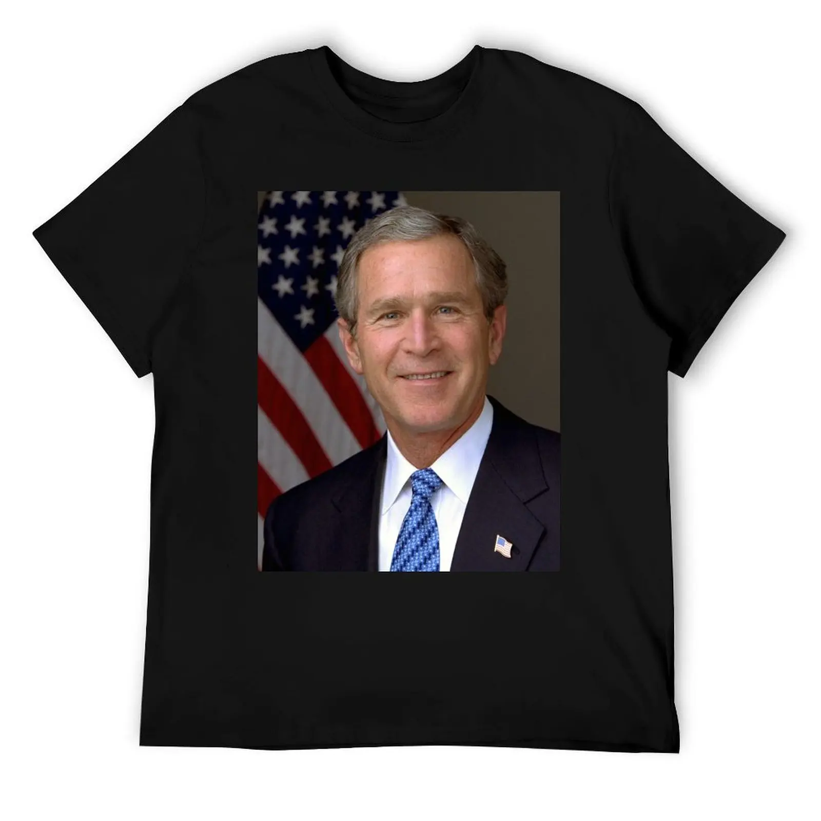 

George Bush Junior Portrait T-Shirt men t shirt cotton 100% man t shirt cotton T-Shirt