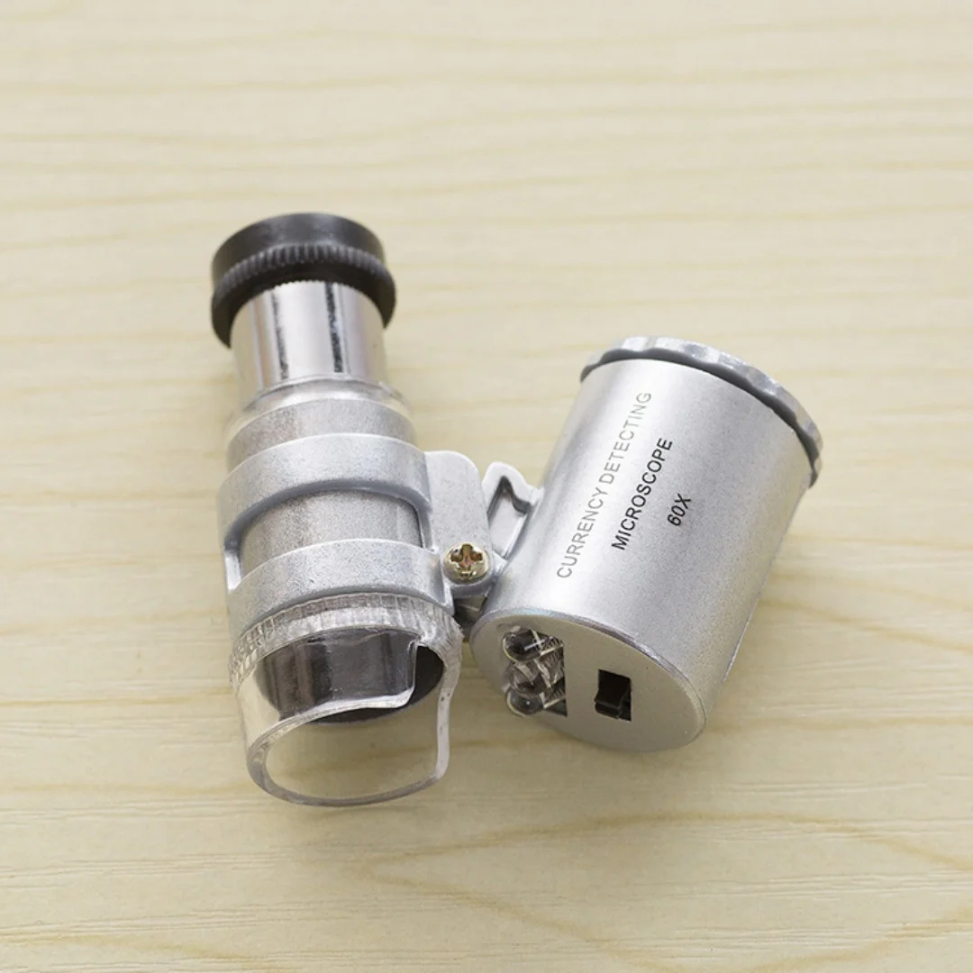 

60x Jewelry LED UV Banknote Detection Portable Pocket Microscope & Magnifier for Antiques and Jade Appraisal